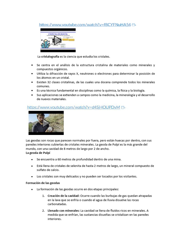 Cristalografía y Geodas: Estudio Esencial | PDF | Cristalografía | Cristal