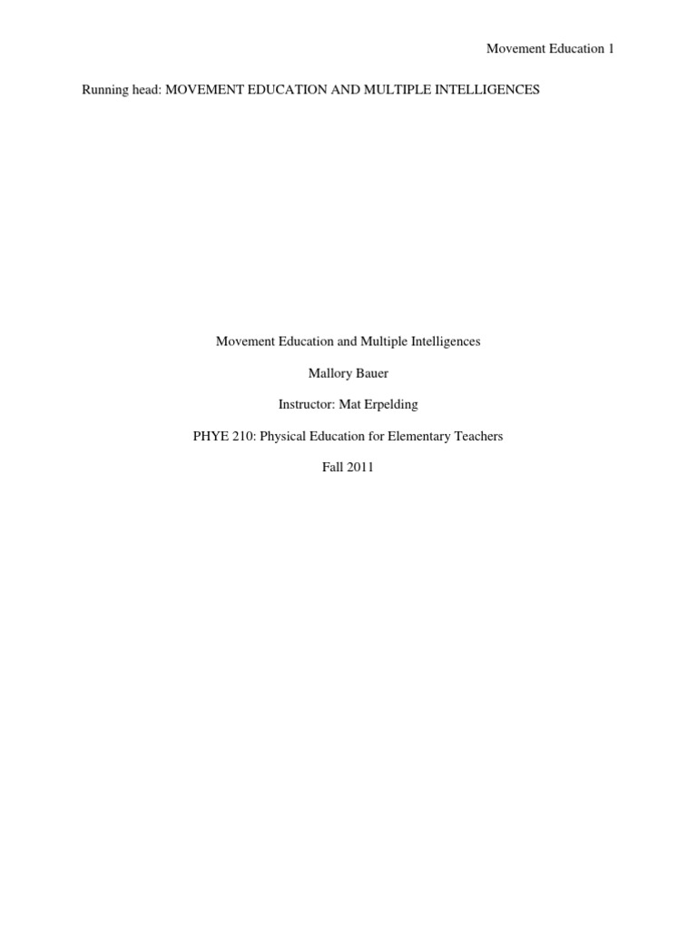 Movement Education & Multiple Intelligences | PDF | Memory | Learning