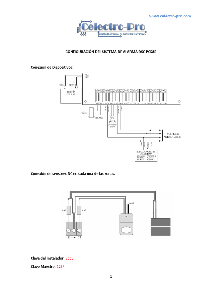 Configuracion Alarma PC585 | PDF | Alarma de seguridad | Electricidad