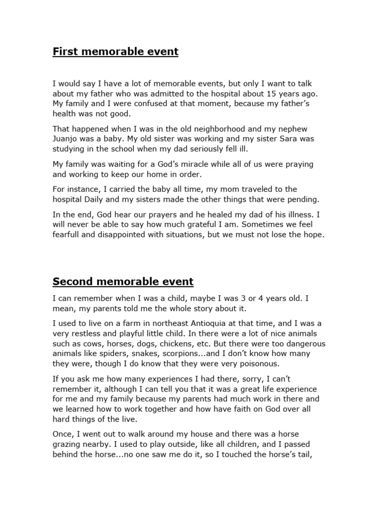 Memorable Family Events and Lessons | PDF