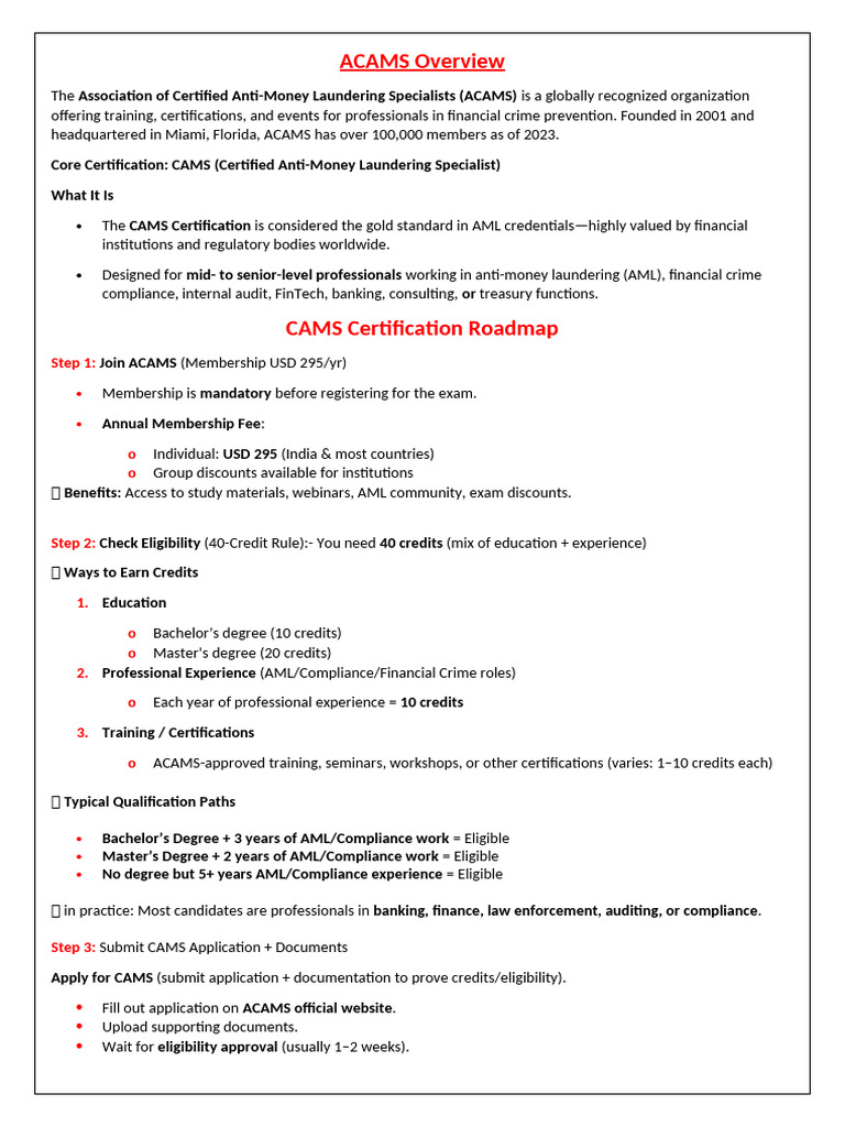 ACAMS Certification and Exam Guide | PDF | Money Laundering | Terrorism ...