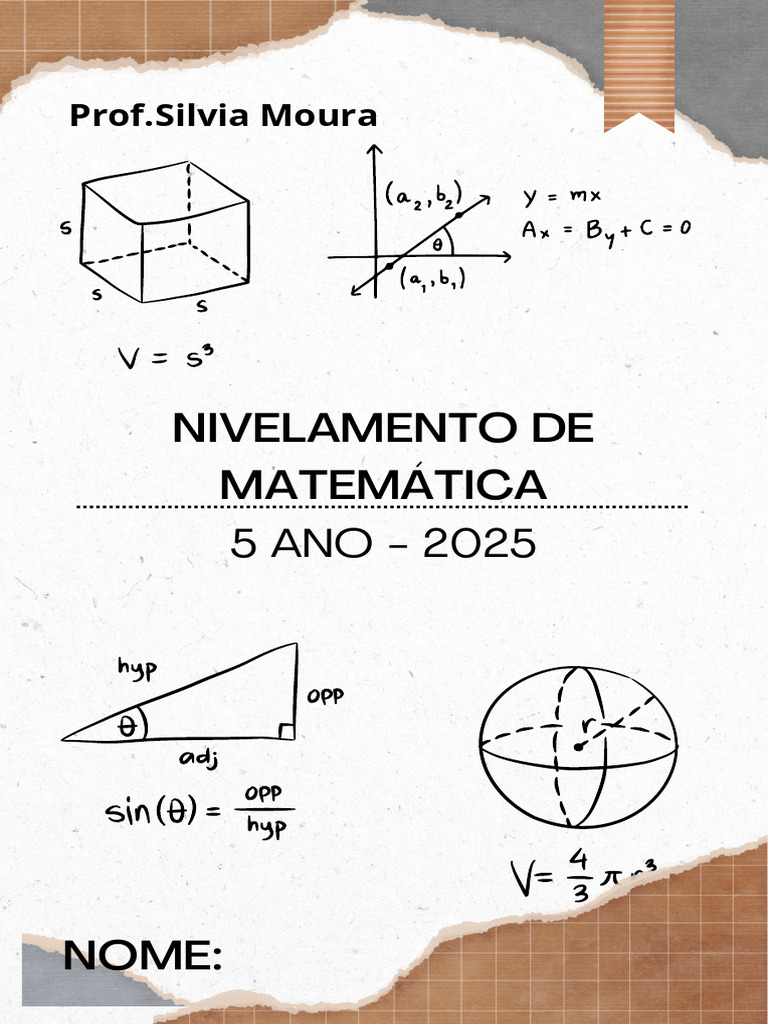Capa de Caderno Matemática Laranja e Azul Simples Geométrico | PDF