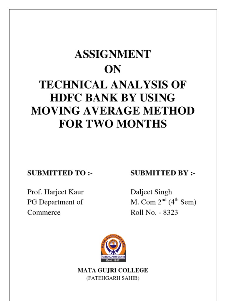 HDFC Bank Technical Analysis Assignment | PDF | Moving Average ...