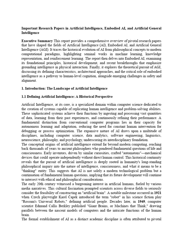 Review of Embodied AI and AGI Progress | PDF | Artificial Intelligence ...