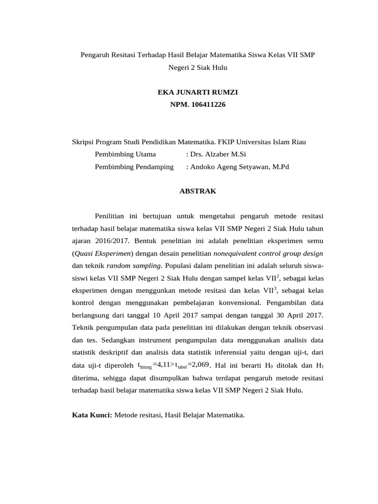 Pengaruh Resitasi pada Belajar Matematika | PDF