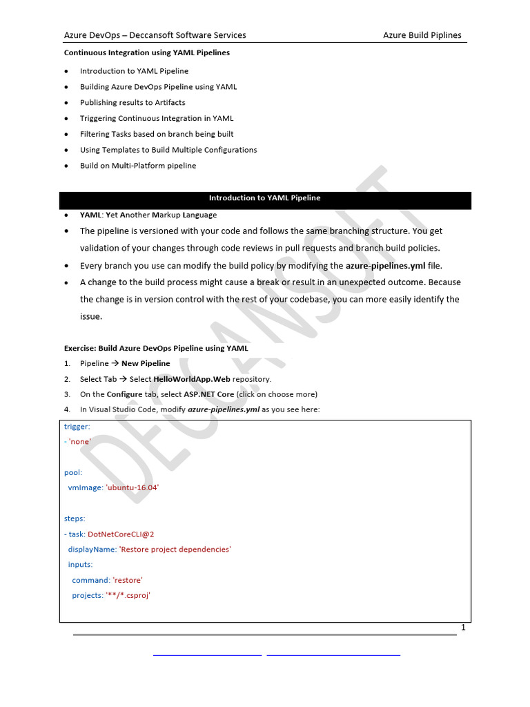 Azure DevOps YAML Pipeline Guide | PDF | Parameter (Computer ...