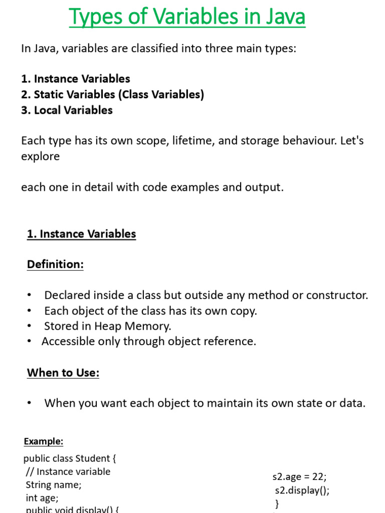 Java Variable Types Explained | PDF | Variable (Computer Science ...
