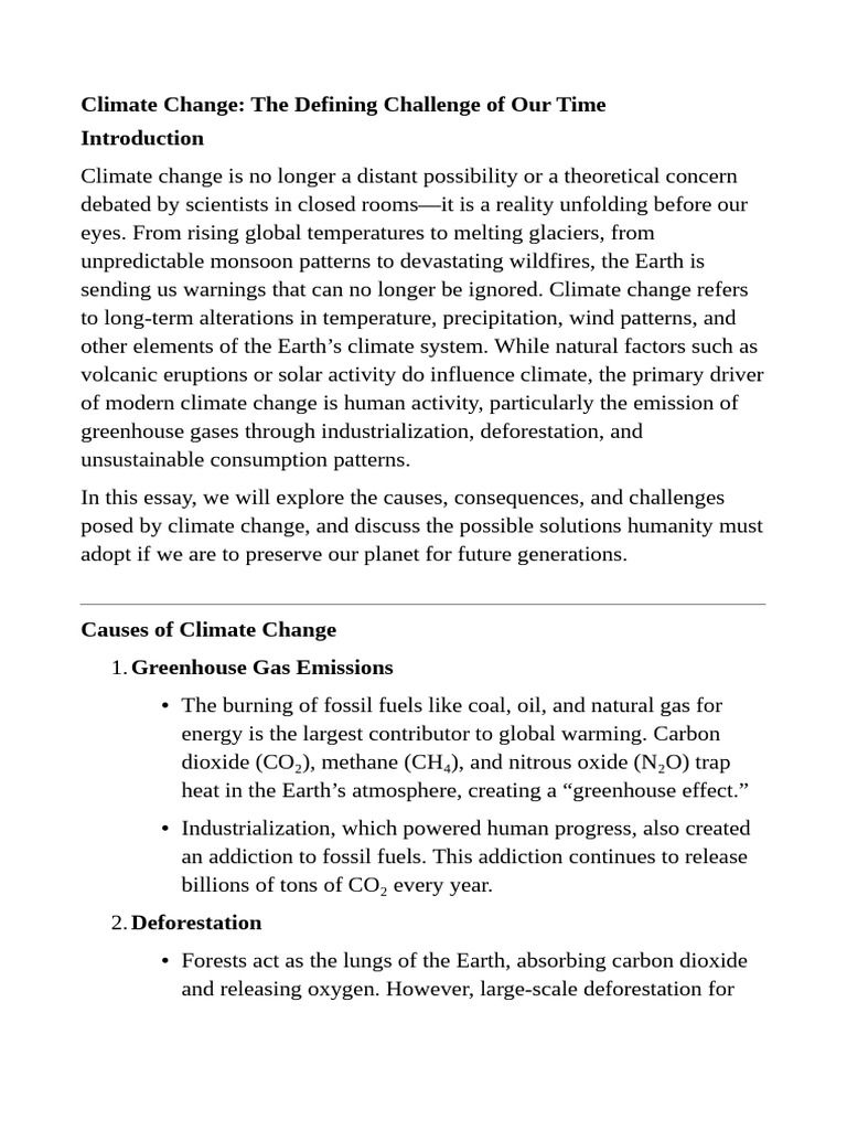 GPTEssay - 25.09.23 - Climate Change The Defining Challenge of Our Time ...