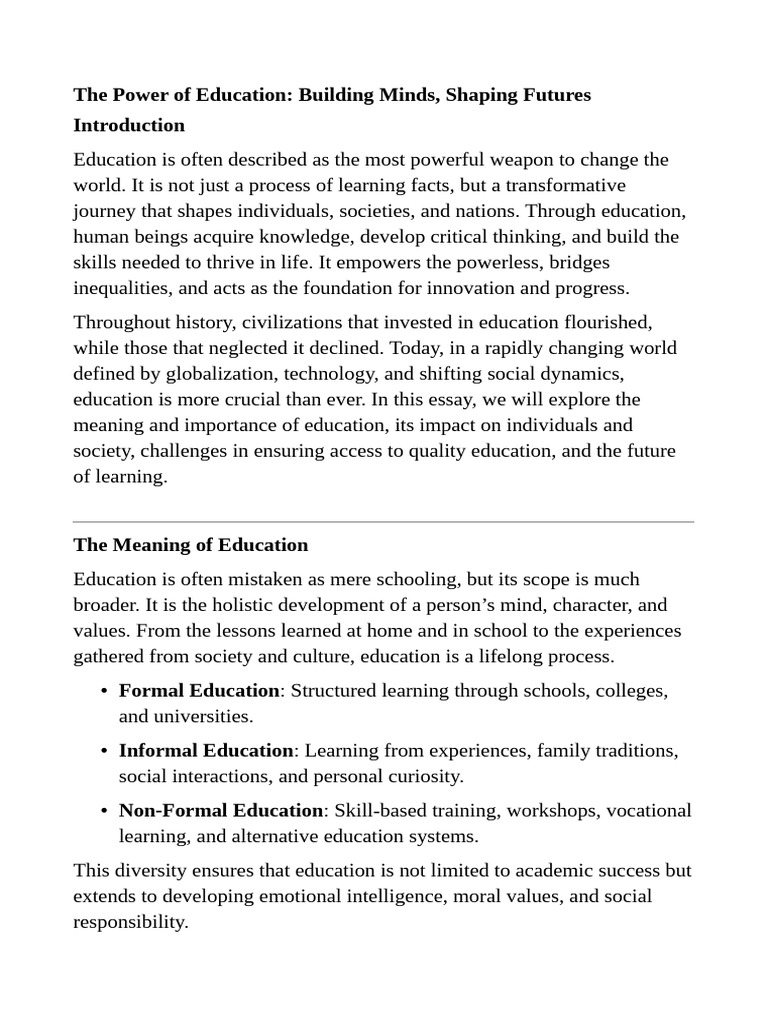Importance of Education for Society | PDF | Learning | Social Psychology