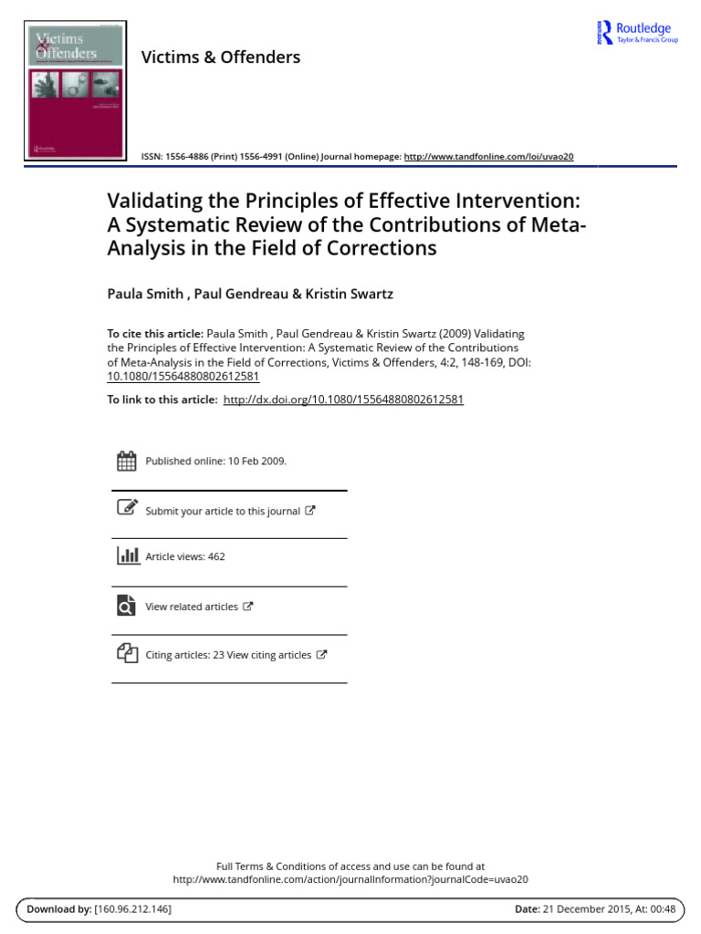 Meta-Analysis in Correctional Interventions | PDF | Meta Analysis ...