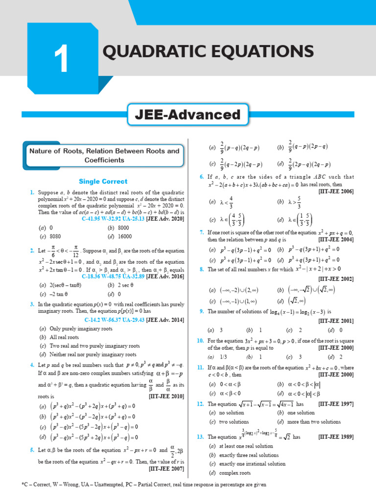 Roots and Coefficients in Quadratics | PDF | Quadratic Equation | Zero ...