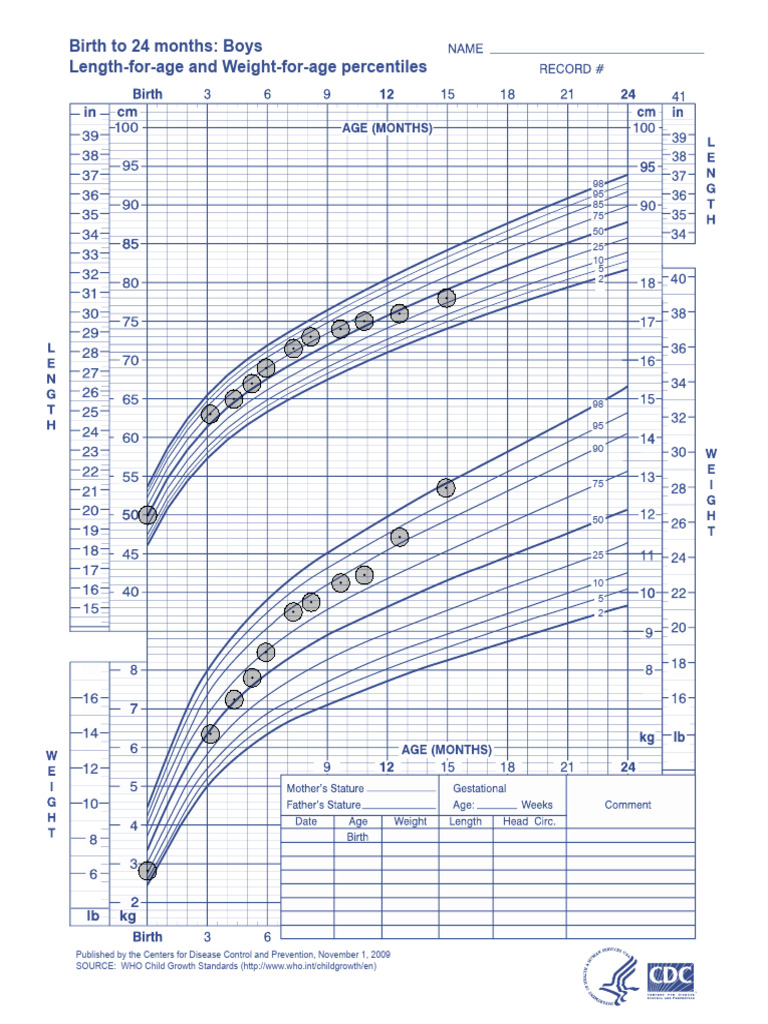 Boys' Growth Percentiles: Birth to 24 Months | PDF