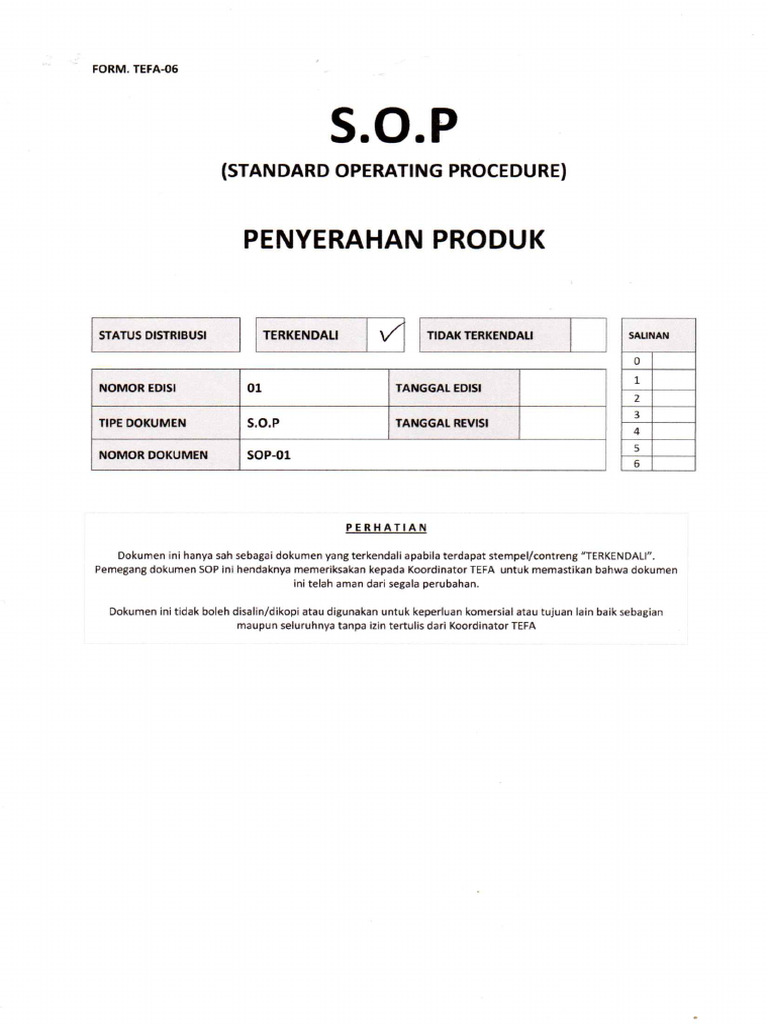 Scan Sop Penyerahan Prodak12 November 2024 | PDF