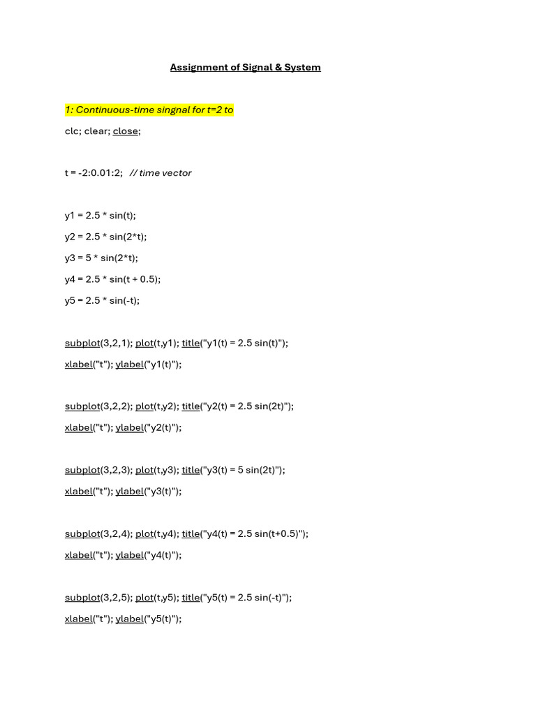 Assignment of Signal 2nd Part | PDF | Applied Mathematics