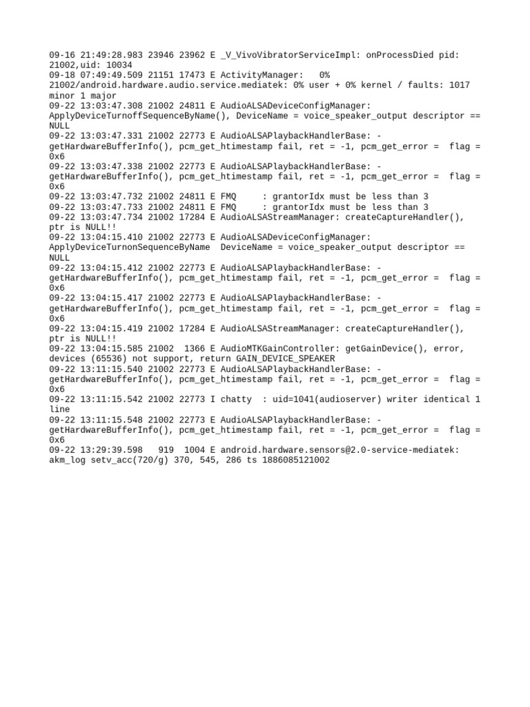 Audio Service Error Log Analysis | PDF