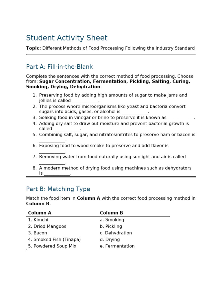 Food Processing Methods Overview | PDF