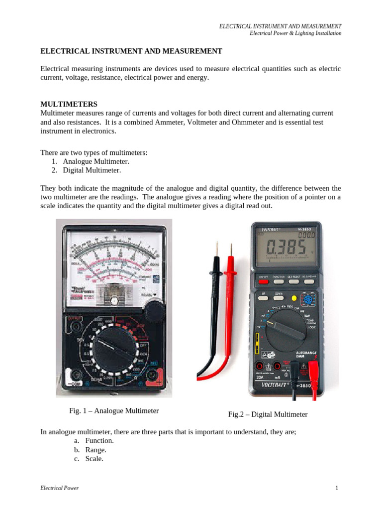 Electrical Instrument Measurement1 | PDF | Voltage | Resistor