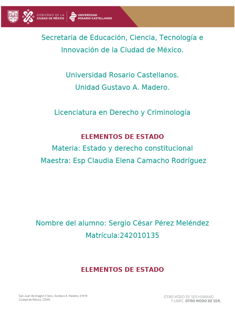 Elementos del Estado en Derecho Constitucional | PDF | Estado (política ...