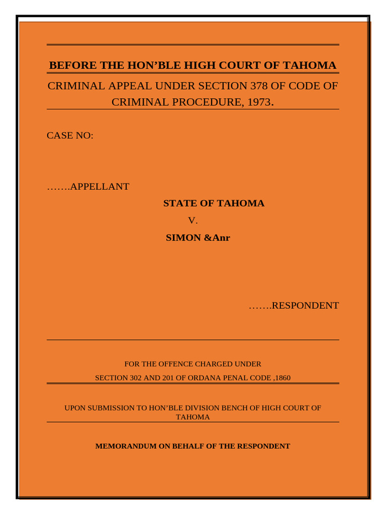 19bla1142.MOOT - Respondent Mar 24 | PDF | Confession (Law) | Acquittal