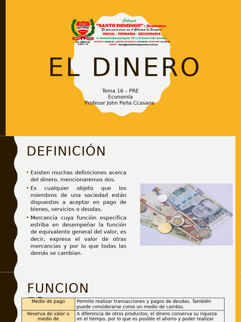 Definición y Funciones del Dinero | PDF | Dinero | Oferta de dinero