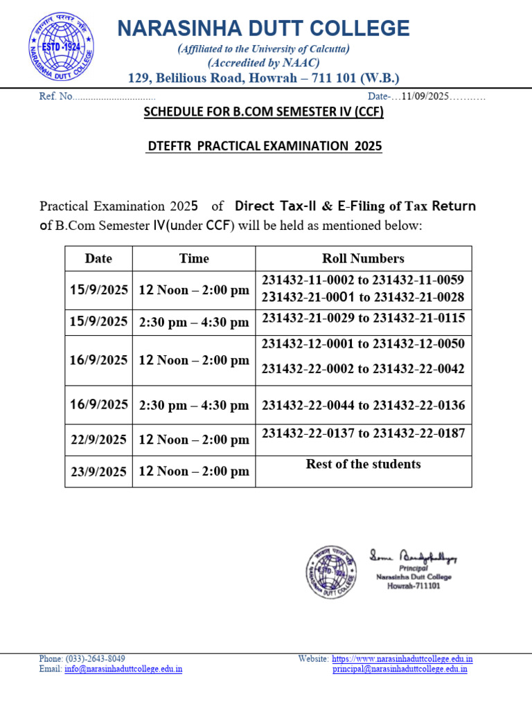 B.Com Sem IV Practical Exam Schedule 2025 | PDF