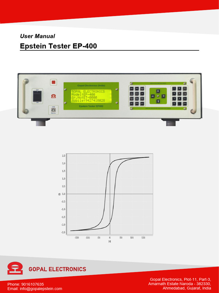 Epstein Tester EP-400 User Manual | PDF | Transformer | Alternating Current