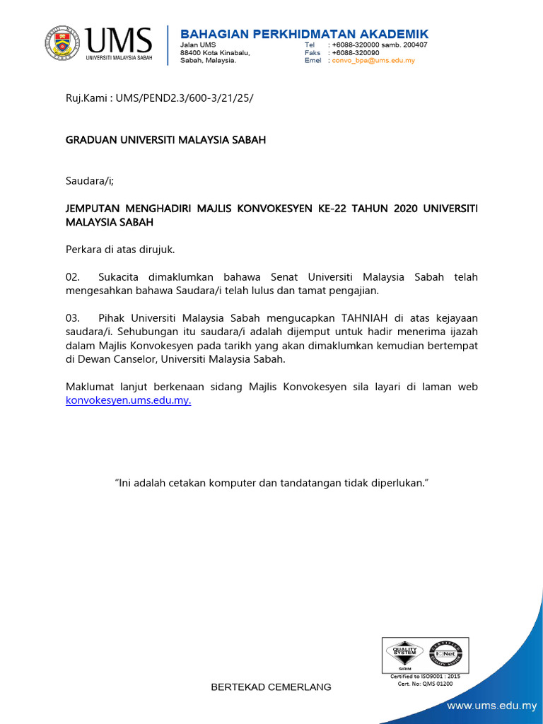 Deraf Surat Jemputan 2020 | PDF