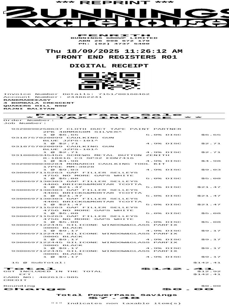 Bunnings PowerPass Tax Invoice Details | PDF | Accounting | Business ...