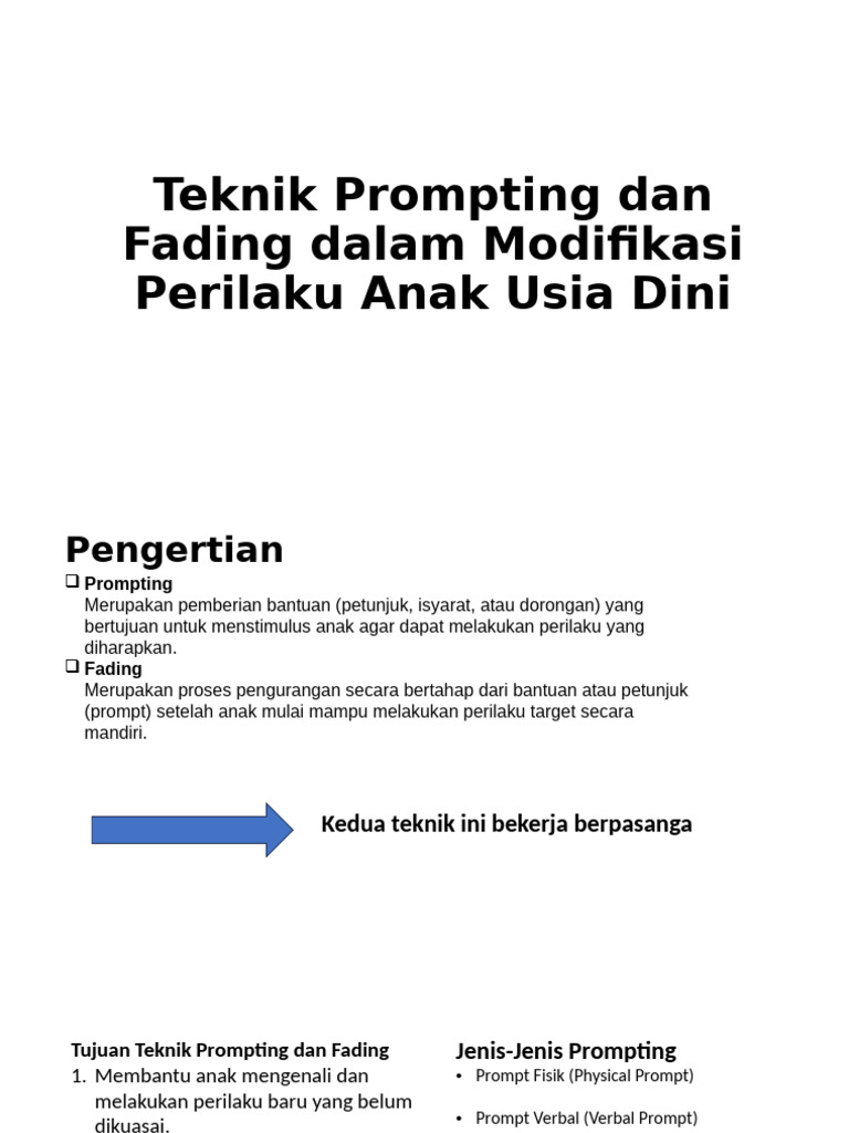 Teknik Prompting Dan Fading Dalam Modifikasi Perilaku Anak | PDF