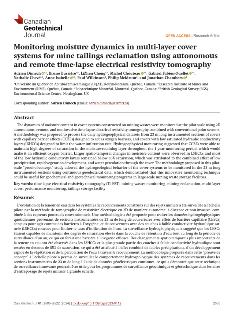 2024 Monitoring Moisture Dynamics in Multi Layer Cover Systems For Mine ...