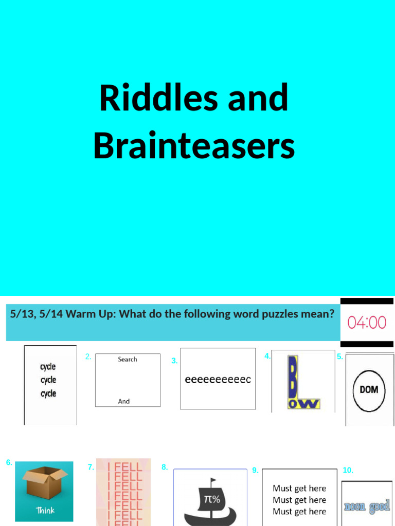Engaging Riddles and Brainteasers | PDF