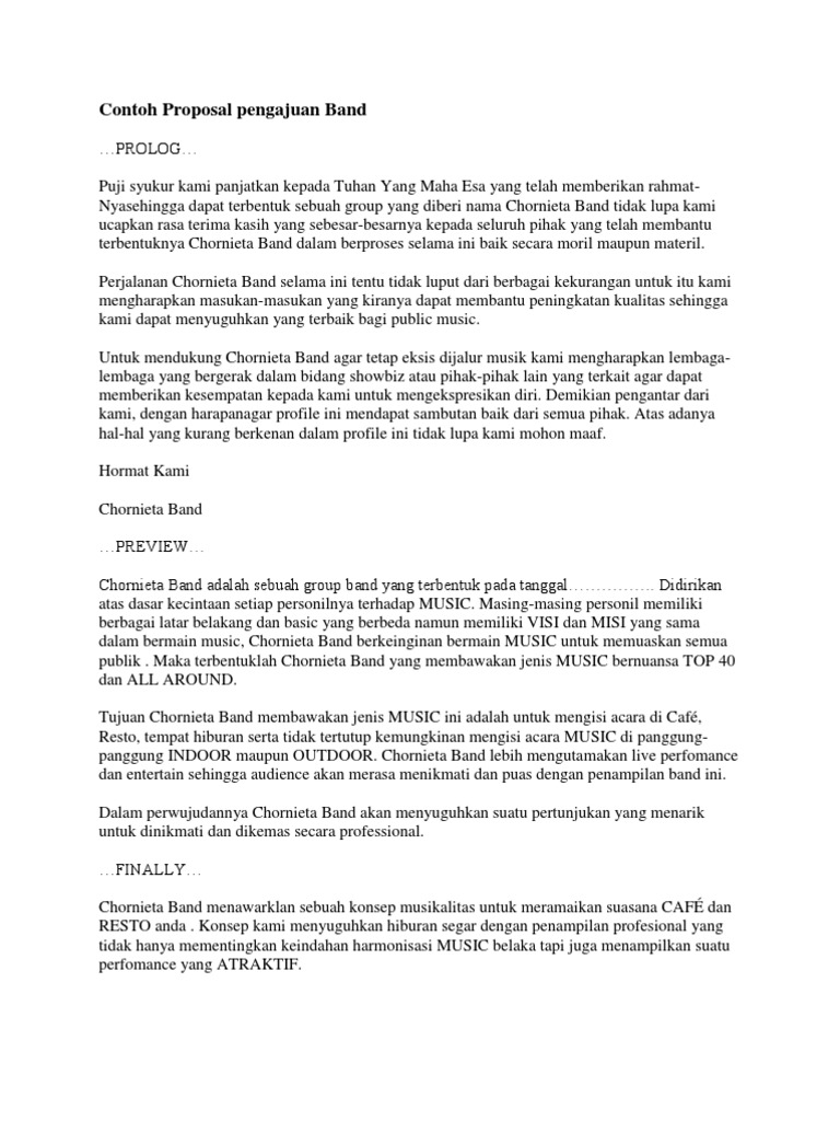 Contoh Proposal Pengajuan Band