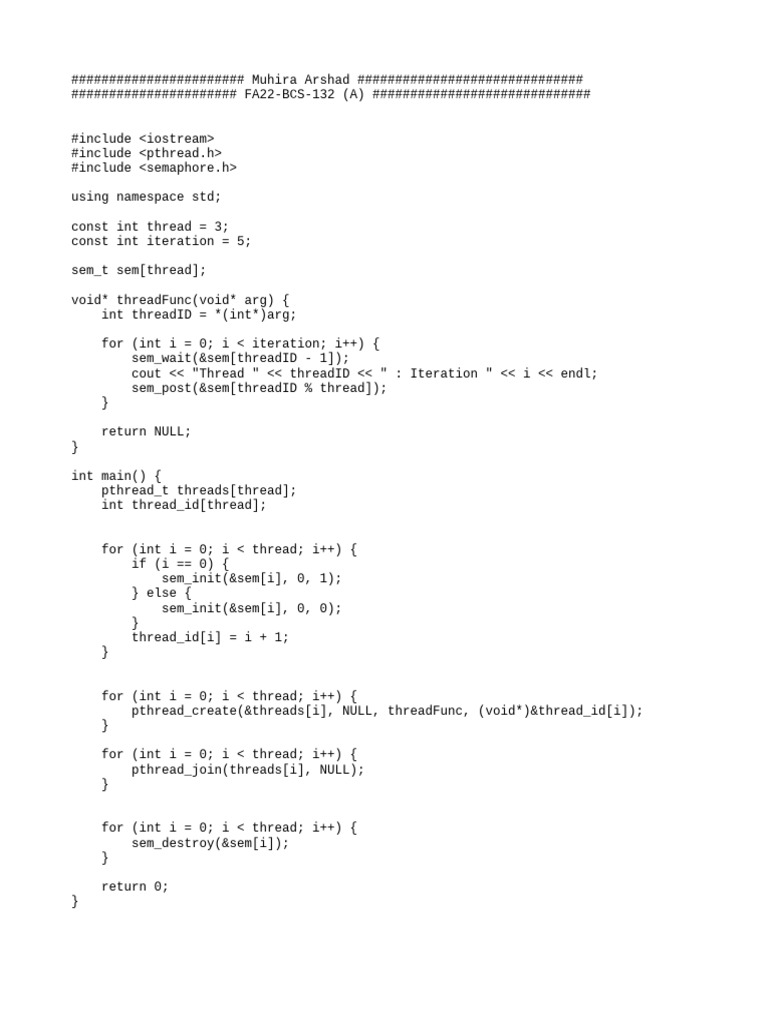C++ Thread Synchronization Example | PDF
