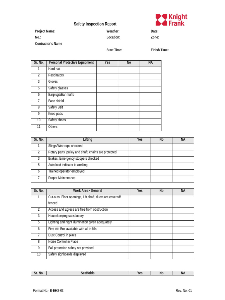 B-EHS-03 Safety Inspection Report | PDF