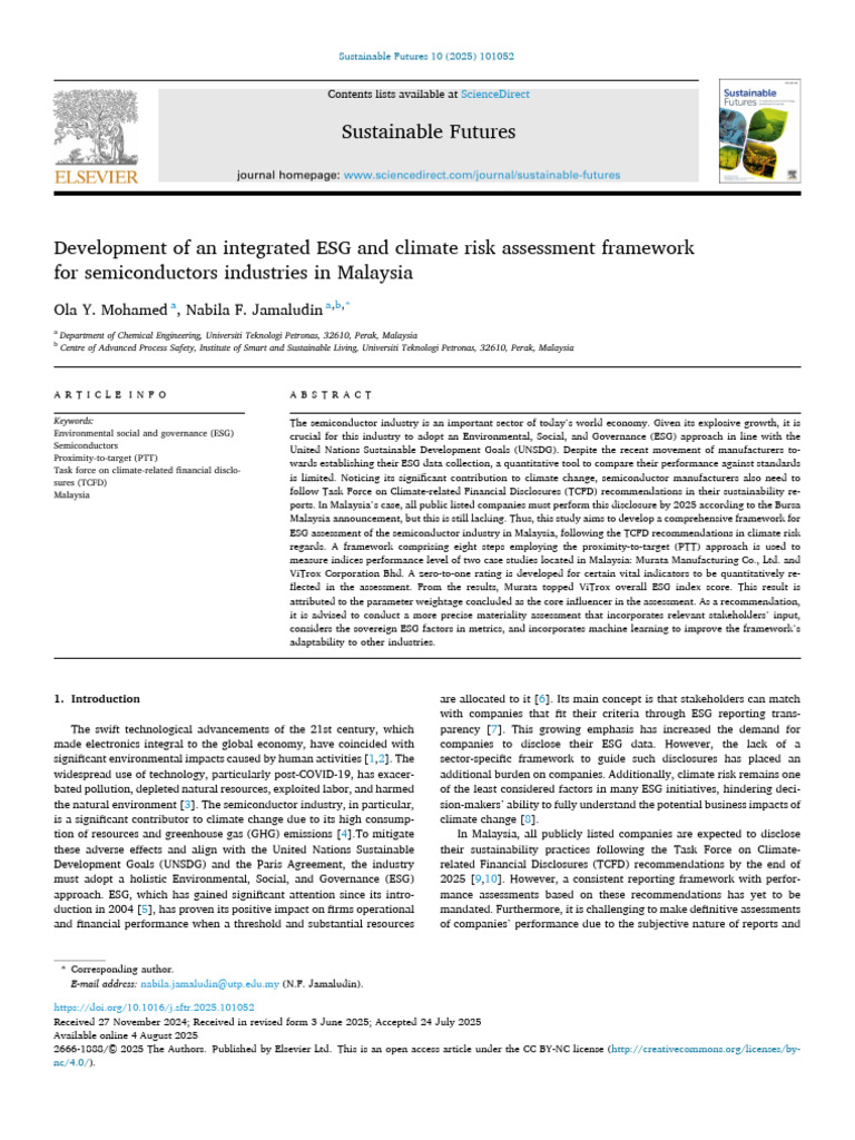 ESG Framework for Malaysia's Semiconductors | PDF | Risk | Sustainability