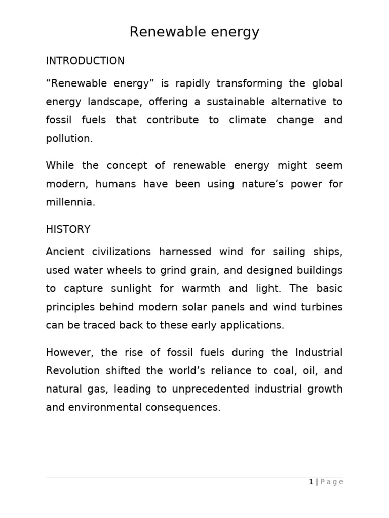 Overview of Renewable Energy Sources | PDF | Renewable Energy | Wind Power
