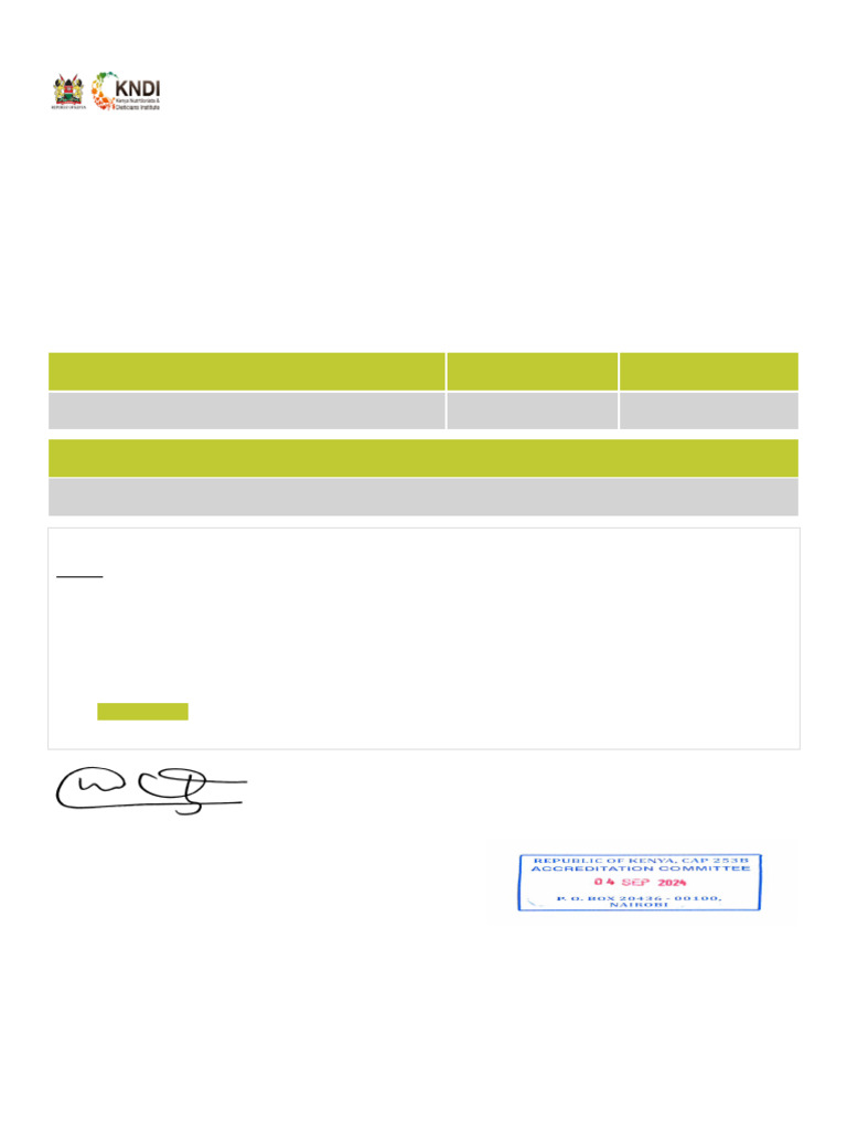 KNDI Upgrading Exam Results 2024 | PDF