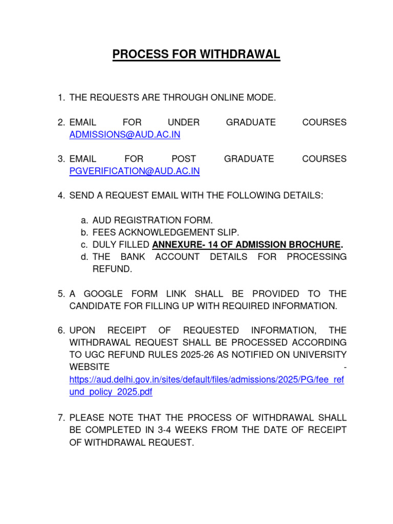 Aud Withdrawal Process With Annexure 14 | PDF