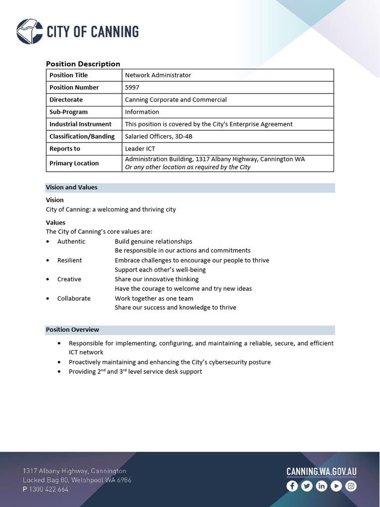 Network Administrator Position Overview | PDF | Computer Security ...