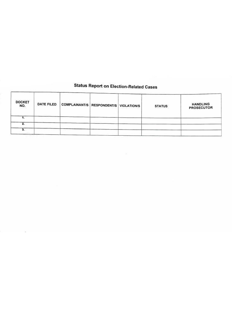 RMS-Template On Status Report On Election Related Cases | PDF