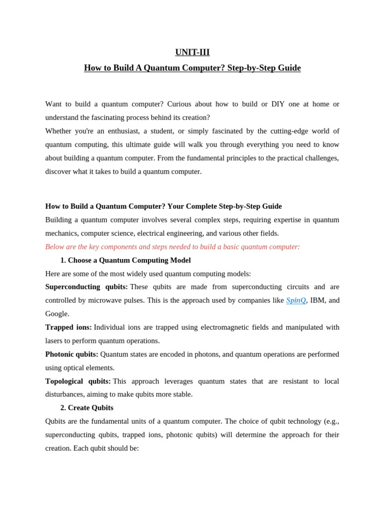 Build Your Own Quantum Computer Guide | PDF | Quantum Computing ...