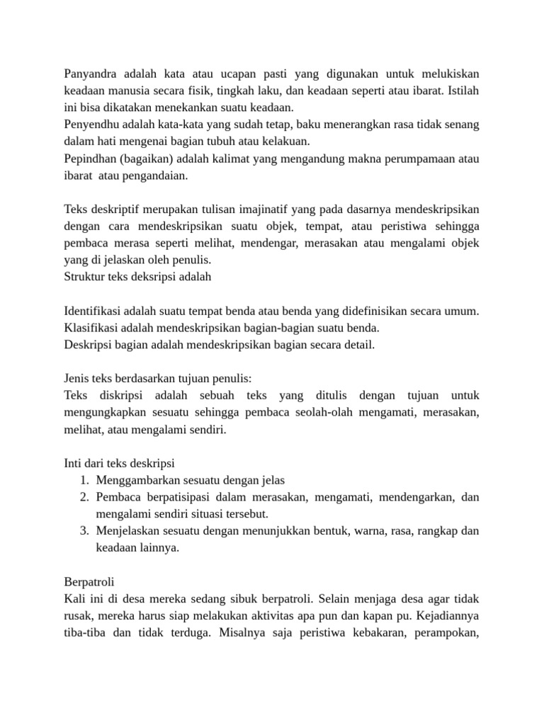 Teks Deskriptif: Struktur dan Contoh | PDF