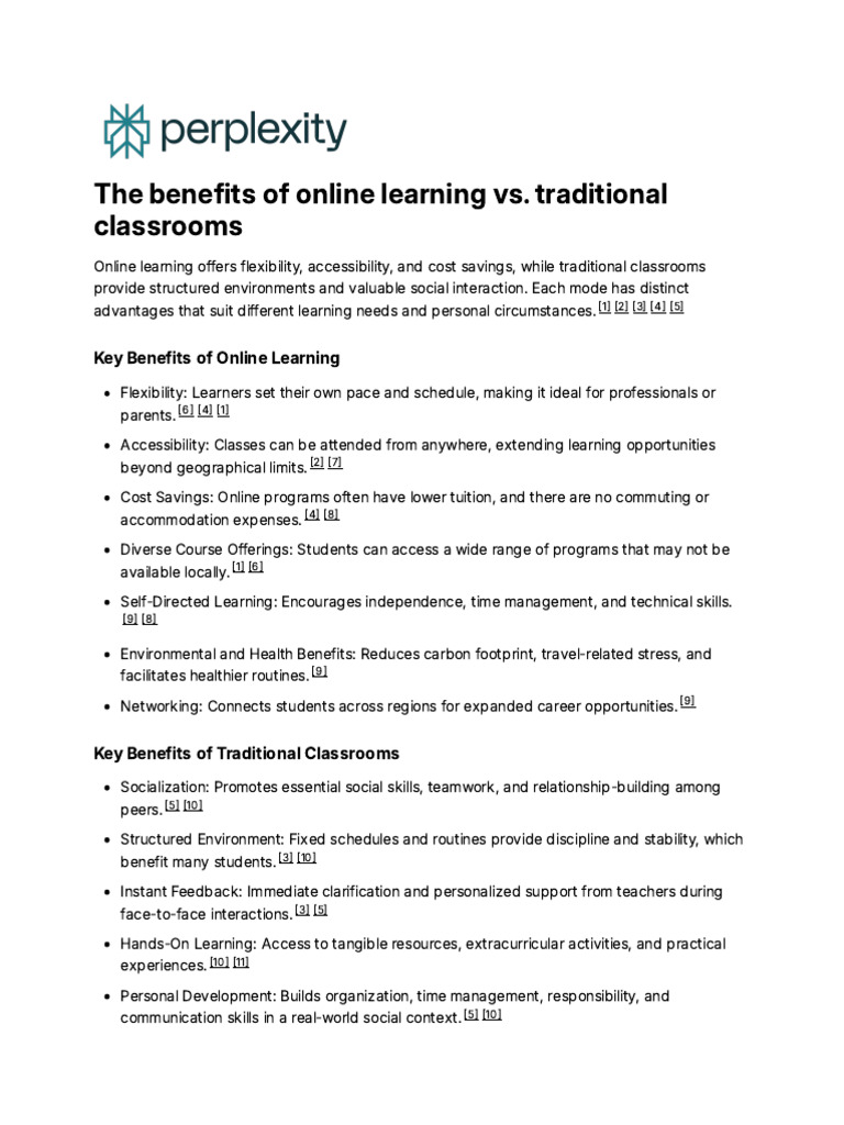 Advantages of Traditional Classrooms | PDF | Educational Technology ...