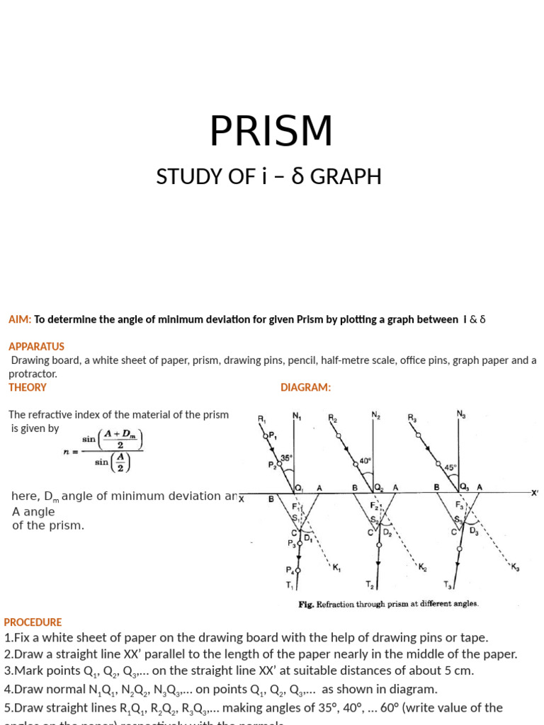 CLASS-12 Expt. No. 6 Prism | PDF | Electromagnetic Radiation