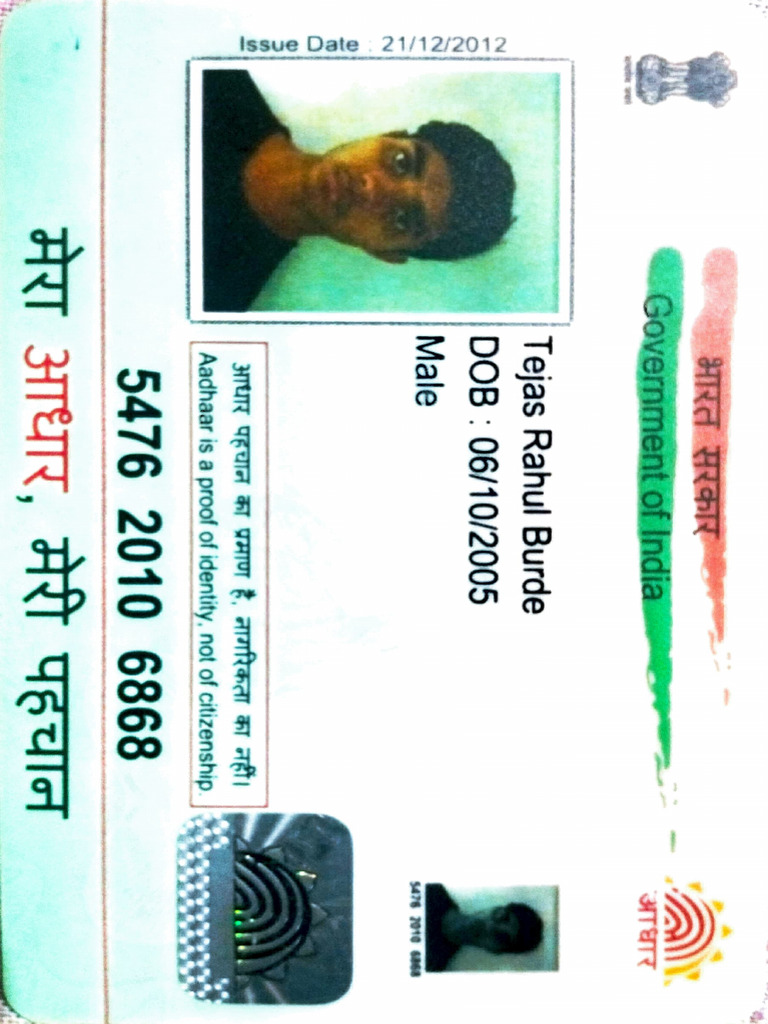 Aadhaar Identity Proof Document | PDF