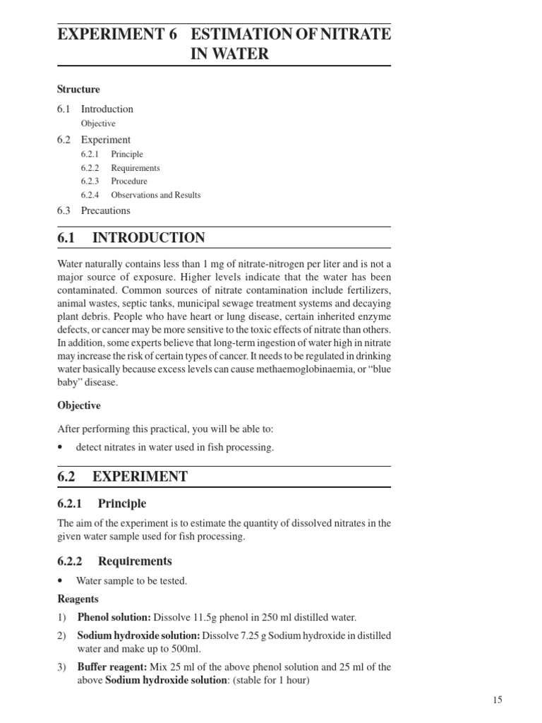 Nitrate Estimation in Water Samples | PDF | Nitrate | Sodium