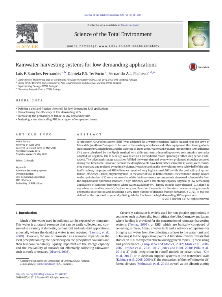 Optimizing Low Demand Rainwater Harvesting | PDF | Water | Rain