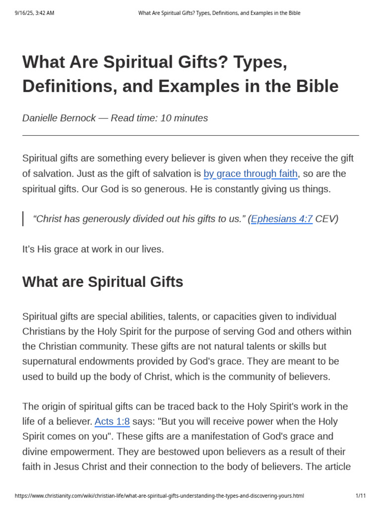 Types of Spiritual Gifts Explained | PDF | Spiritual Gift | Theology