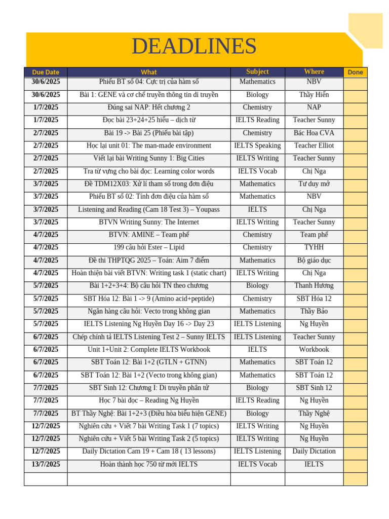 Deadlines | PDF