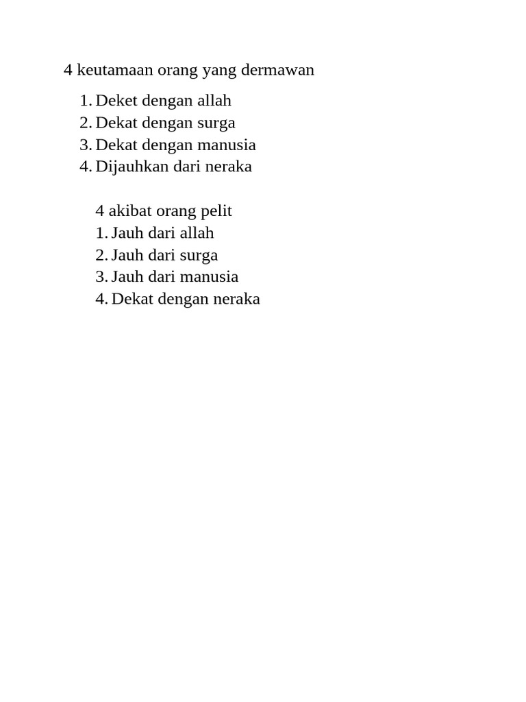 Keutamaan Sifat Dermawan | PDF